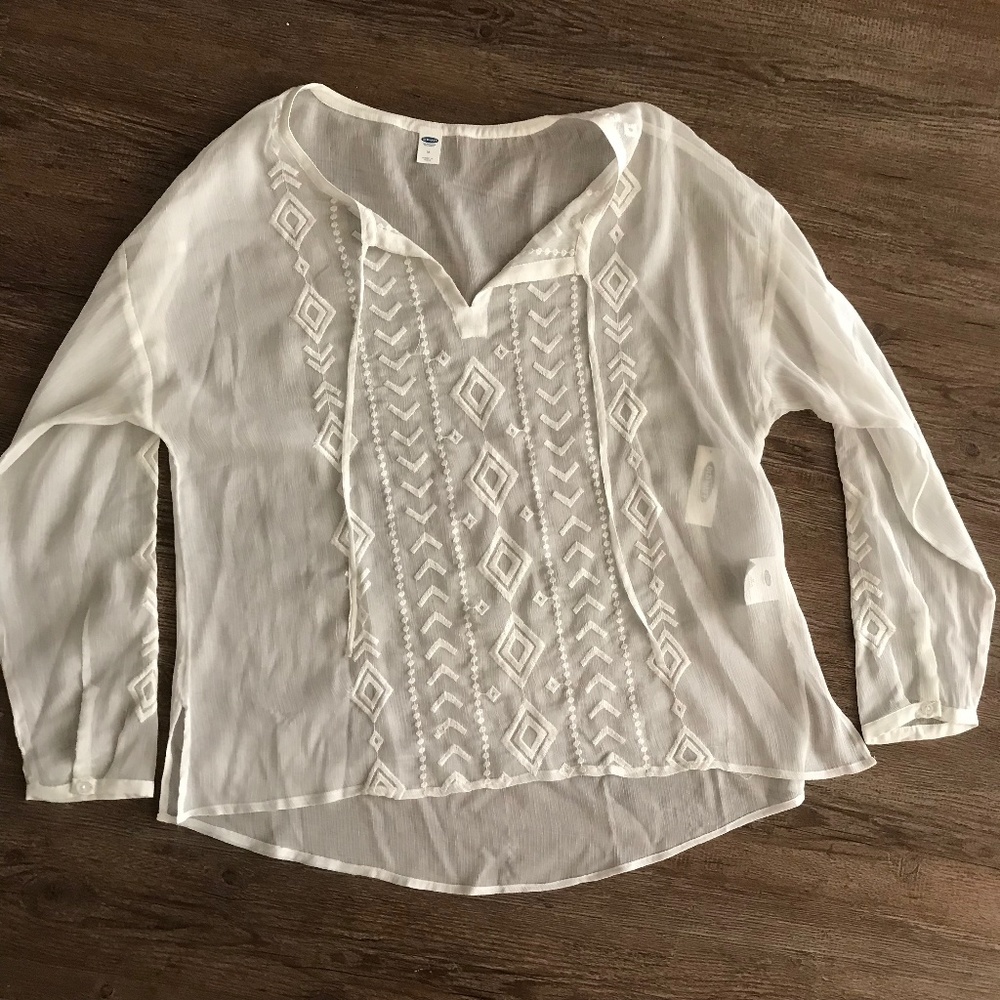 NWT white sheer summer shirt